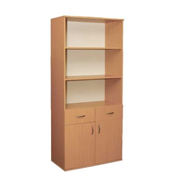 2-door bookcase with 2 drawers (0640)